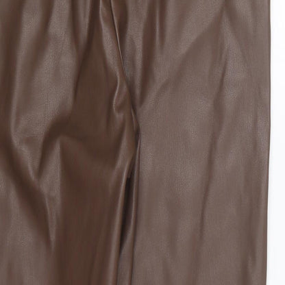 Primark Womens Brown Polyester Trousers Size 8 L25 in Regular Button
