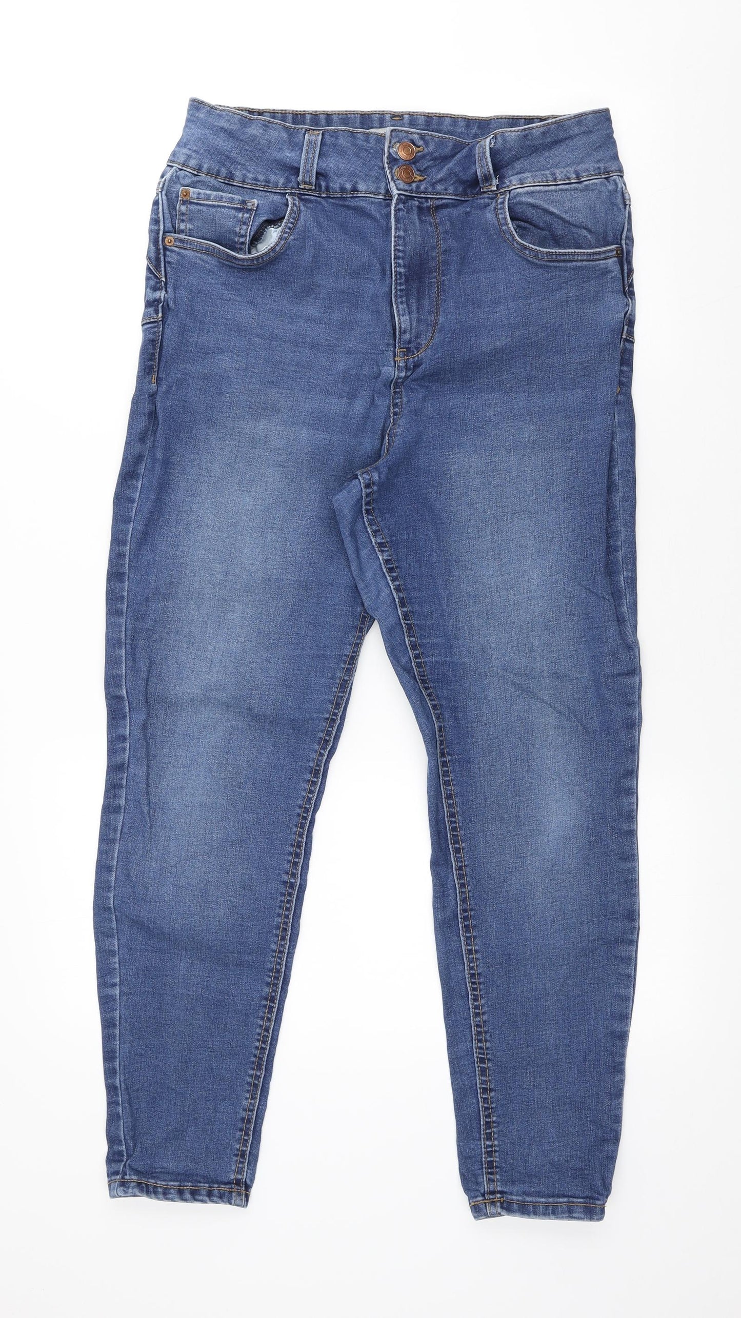 New Look Womens Blue Cotton Skinny Jeans Size L L25 in Regular