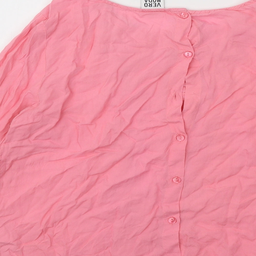 Womens UK Size XS VERO MODA Pink Basic Button-Up