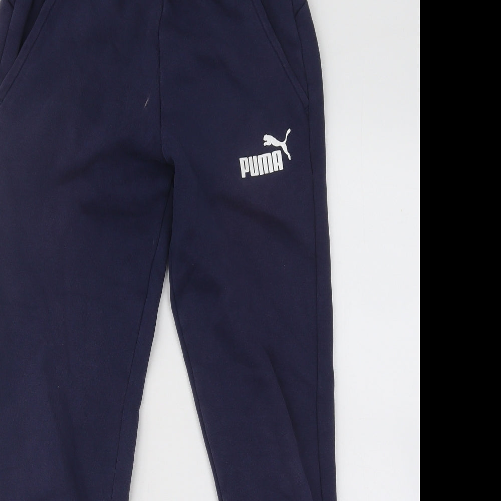 PUMA Womens Blue Cotton Jogger Trousers Size XS L25 in Regular