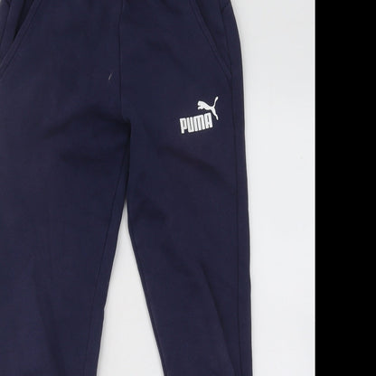 PUMA Womens Blue Cotton Jogger Trousers Size XS L25 in Regular