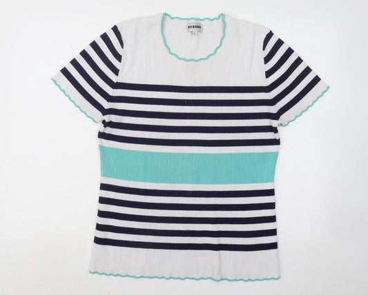 Gerard Womens Multicoloured Round Neck Striped Viscose Pullover Jumper Size L