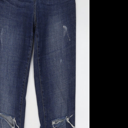 NEXT Womens Blue Cotton Straight Jeans Size 8 L28 in Regular Zip