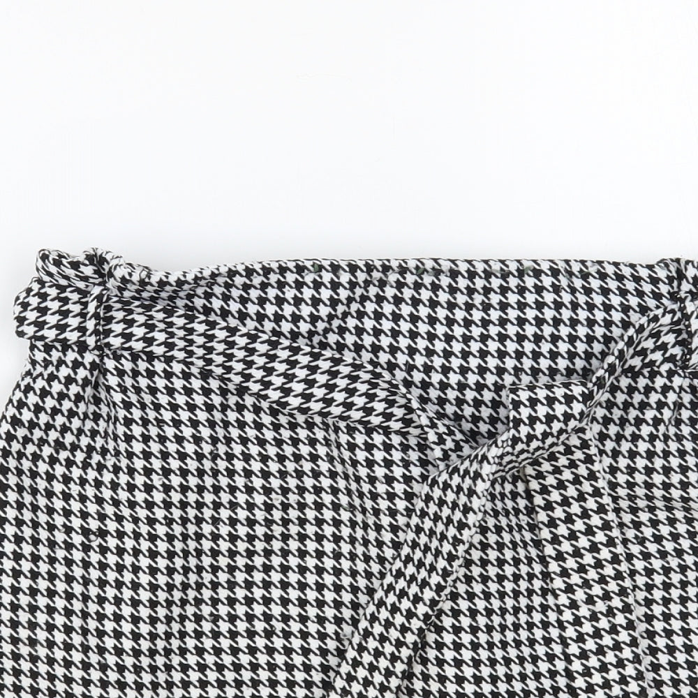 New Look Womens Black Geometric Polyester Mini Skirt Size 10 Tie