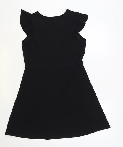 Dorothy Perkins Womens Black Polyester Fit & Flare Size 12 V-Neck Pullover