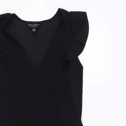 Dorothy Perkins Womens Black Polyester Fit & Flare Size 12 V-Neck Pullover