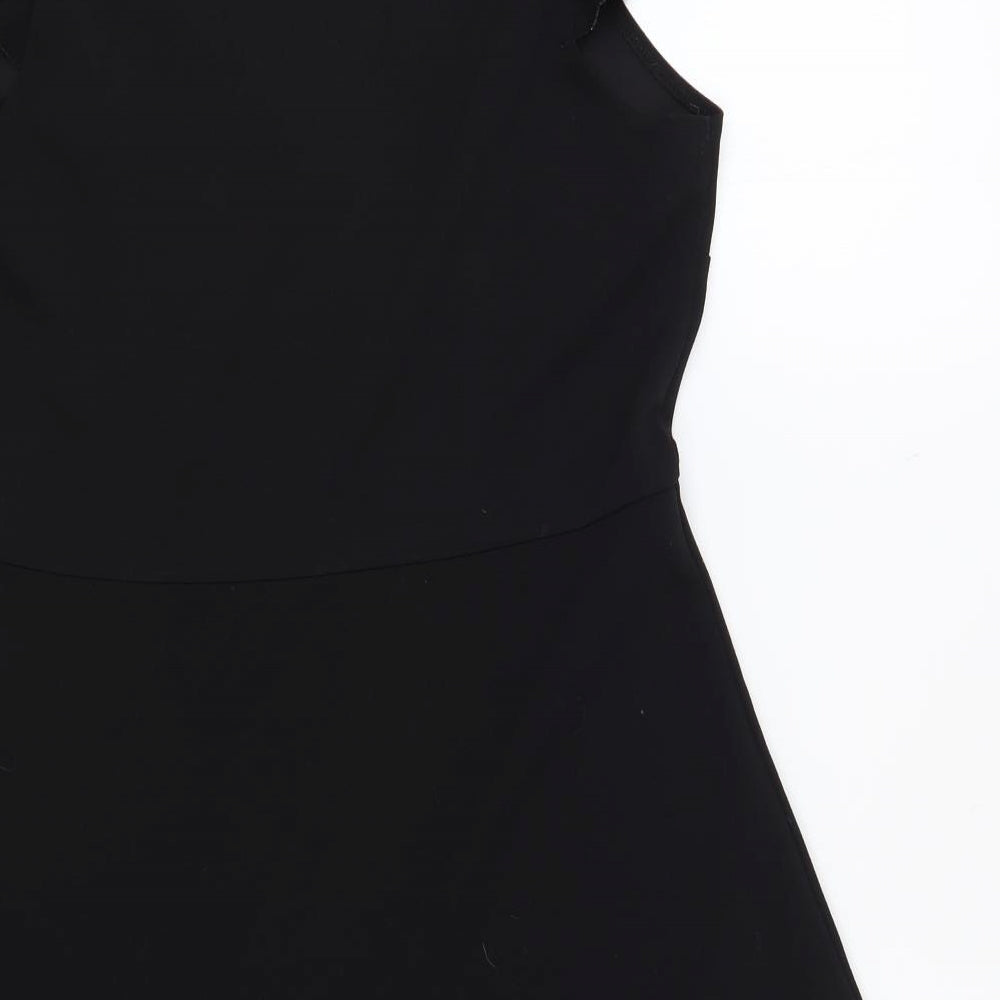 Dorothy Perkins Womens Black Polyester Fit & Flare Size 12 V-Neck Pullover