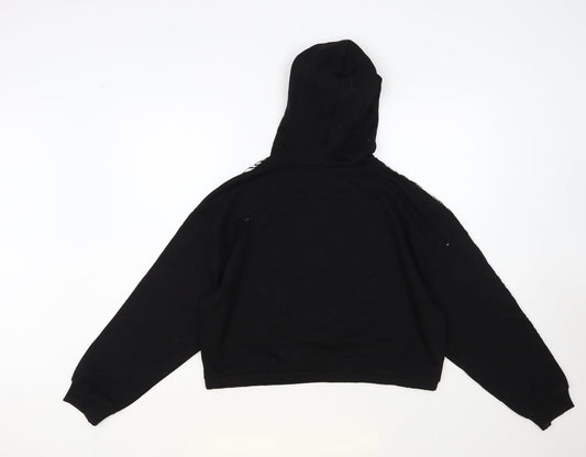 Brave Soul Womens Black Animal Print Cotton Pullover Hoodie Size M Pullover - Cropped