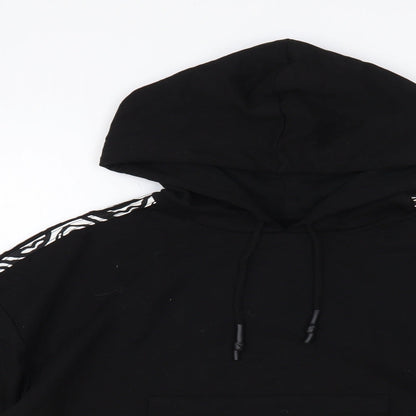 Brave Soul Womens Black Animal Print Cotton Pullover Hoodie Size M Pullover - Cropped