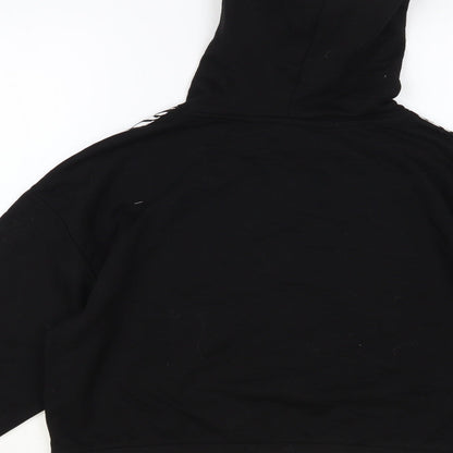 Brave Soul Womens Black Animal Print Cotton Pullover Hoodie Size M Pullover - Cropped