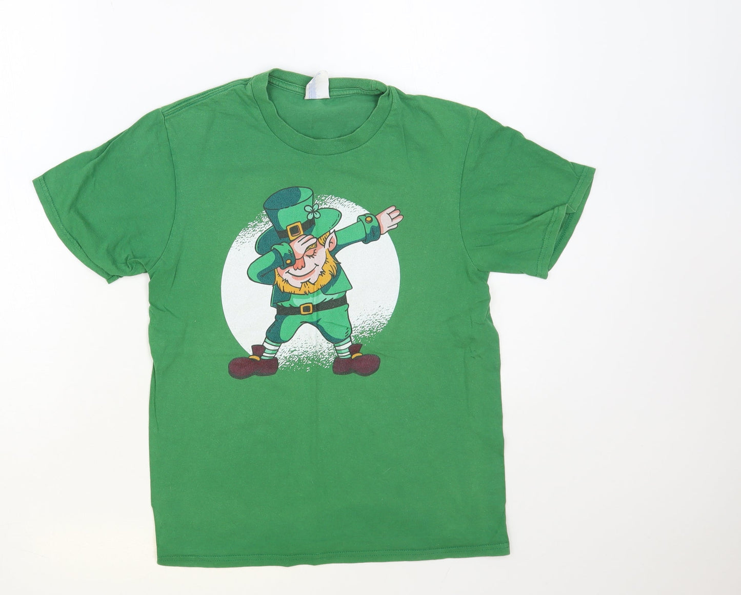 Port & Company Boys Green Cotton Pullover T-Shirt Size 11-12 Years Crew Neck Pullover - Leprechaun
