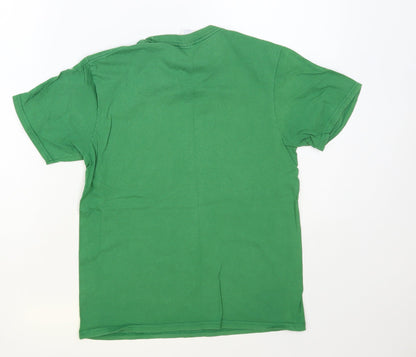 Port & Company Boys Green Cotton Pullover T-Shirt Size 11-12 Years Crew Neck Pullover - Leprechaun