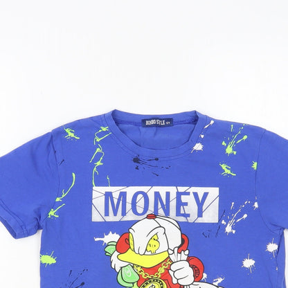 Bimbo Style Boys Blue Cotton Pullover T-Shirt Size 12 Years Crew Neck Pullover - Money