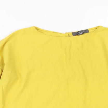 Primark Womens Yellow Cotton Basic Blouse Size 8 Round Neck