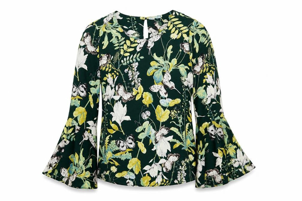 Womens UK Size S Jaune Rouge Green Basic Blouse