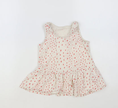 George Girls White Spotted Cotton Basic Tank Size 4-5 Years Round Neck Pullover