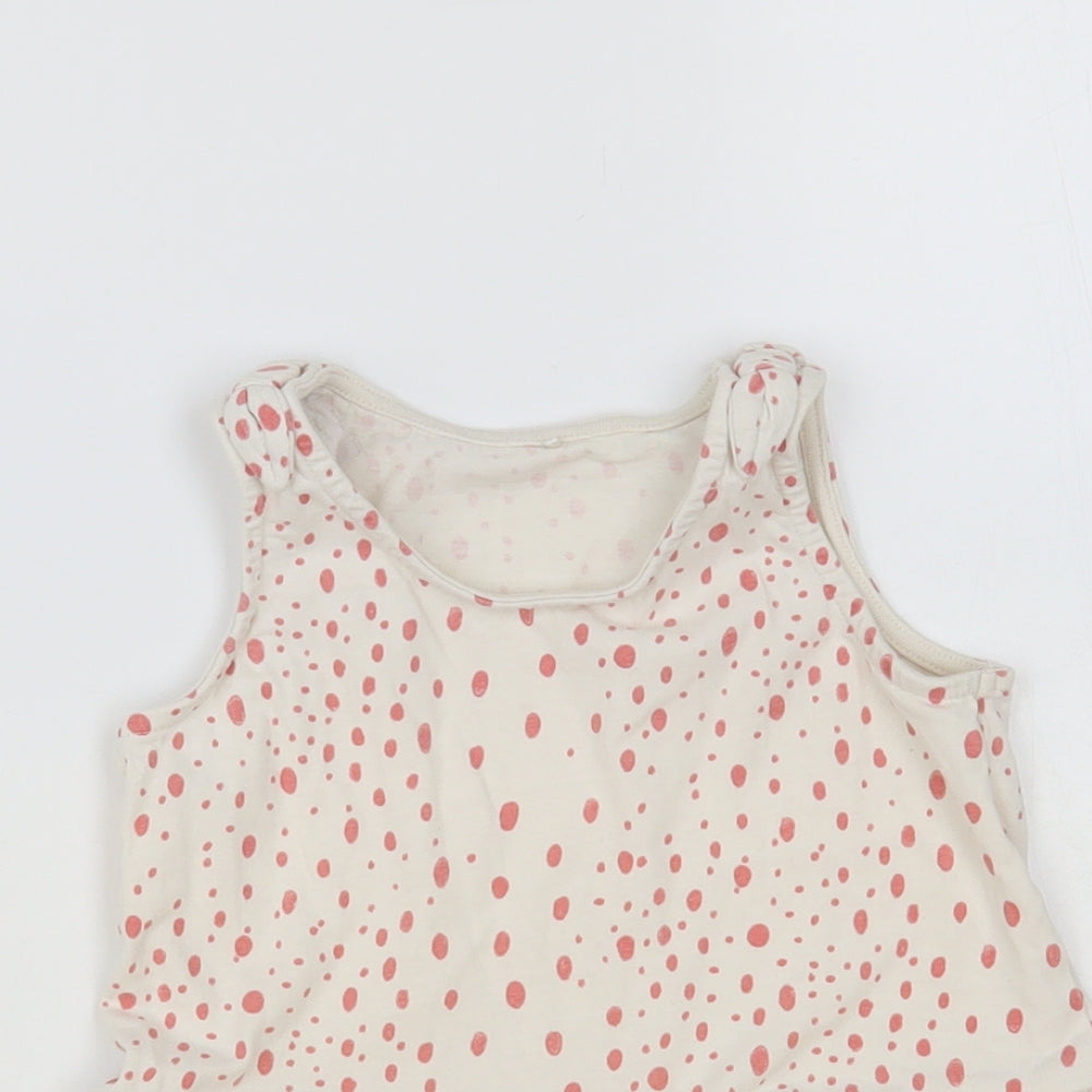 George Girls White Spotted Cotton Basic Tank Size 4-5 Years Round Neck Pullover