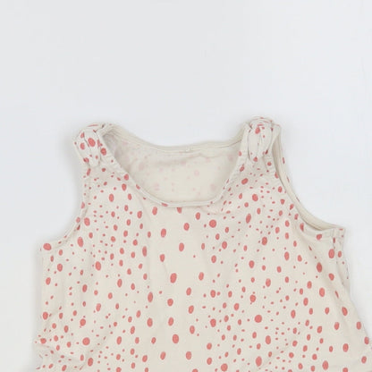 George Girls White Spotted Cotton Basic Tank Size 4-5 Years Round Neck Pullover