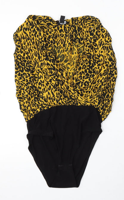 New Look Womens Multicoloured Geometric Viscose Bodysuit One-Piece Size 14 Snap - Leopard Print