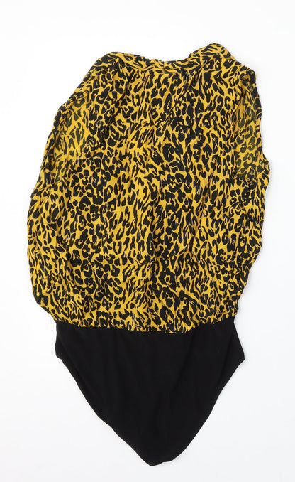 New Look Womens Multicoloured Geometric Viscose Bodysuit One-Piece Size 14 Snap - Leopard Print