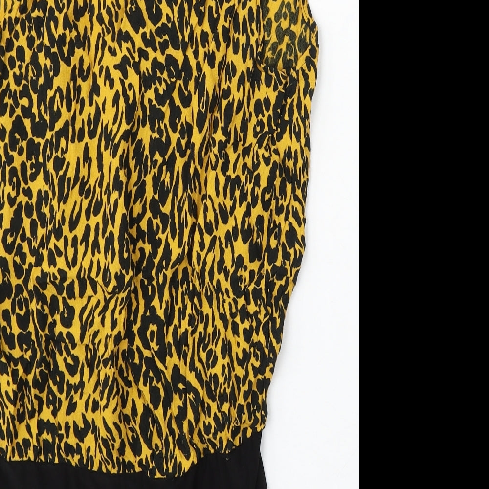 New Look Womens Multicoloured Geometric Viscose Bodysuit One-Piece Size 14 Snap - Leopard Print