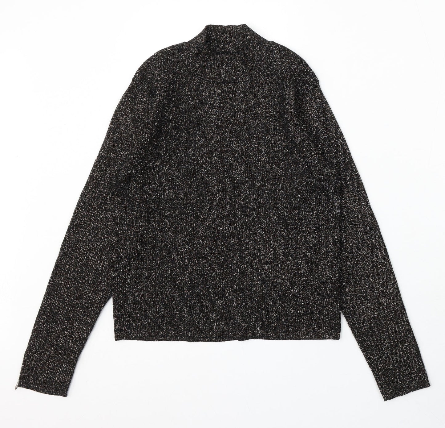 Primark Womens Black Mock Neck Viscose Pullover Jumper Size 14