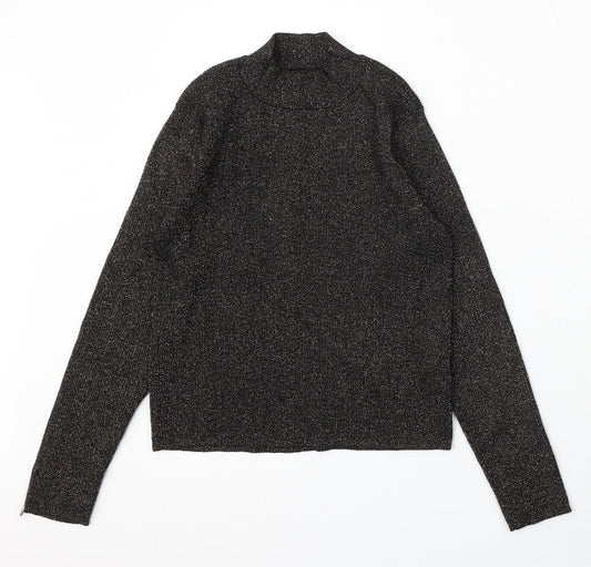 Primark Womens Black Mock Neck Viscose Pullover Jumper Size 14