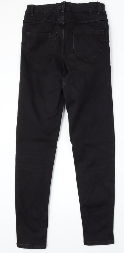 New Look Womens Black Cotton Skinny Jeans Size 8 L28 in Regular Button