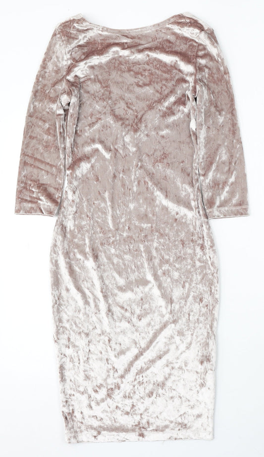 Atmosphere Womens Silver Polyester Bodycon Size 6 Round Neck