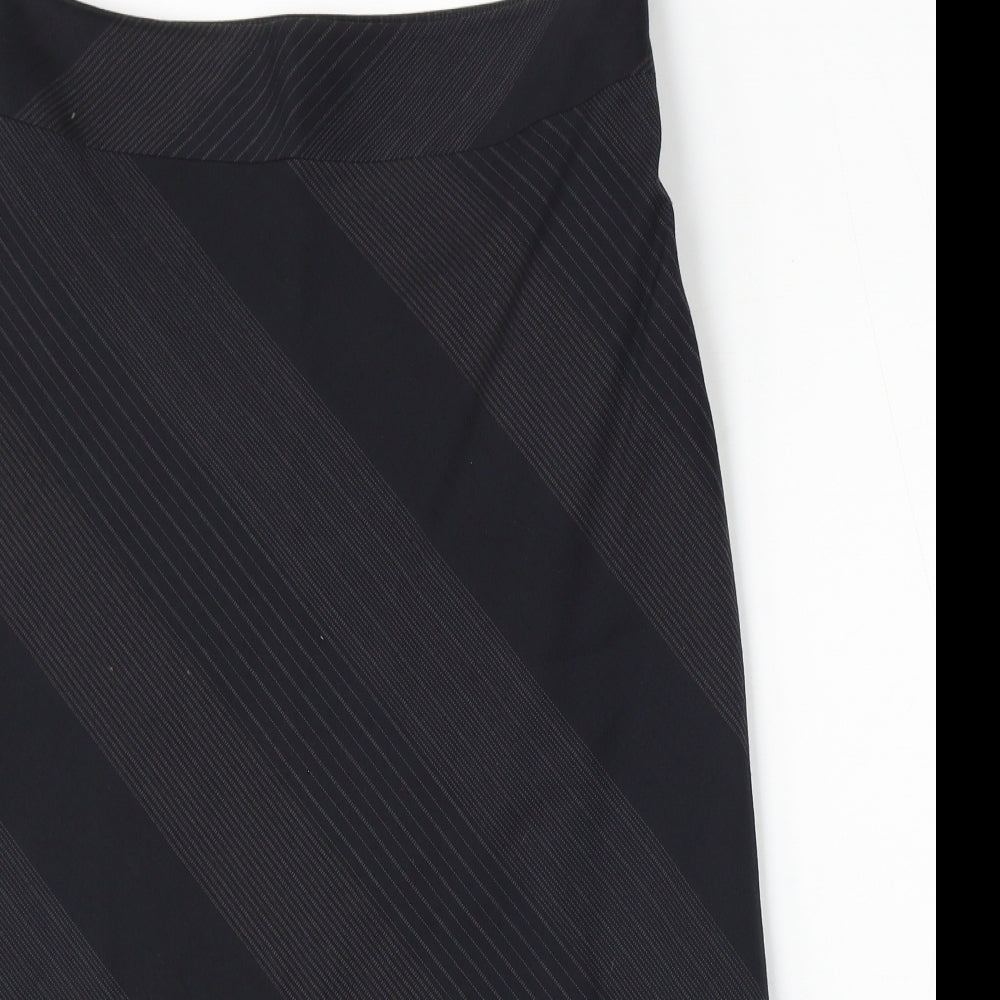 Oasis Womens Black Striped Polyester A-Line Skirt Size 12 Zip