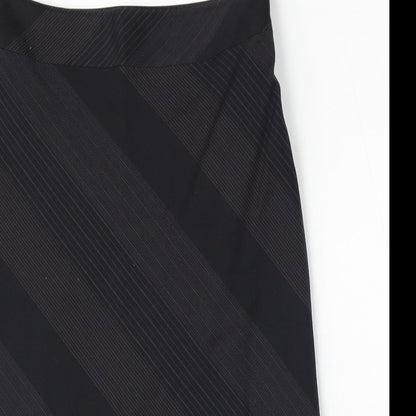 Oasis Womens Black Striped Polyester A-Line Skirt Size 12 Zip