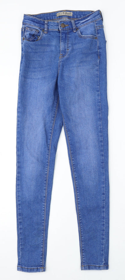 Denim & Co. Womens Blue Cotton Skinny Jeans Size 6 L28 in Regular Button