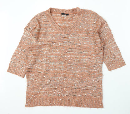 George Womens Pink Roll Neck Acrylic Pullover Jumper Size 14