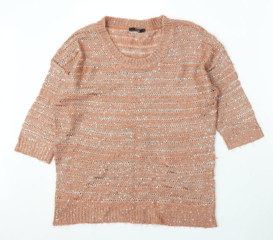 George Womens Pink Roll Neck Acrylic Pullover Jumper Size 14