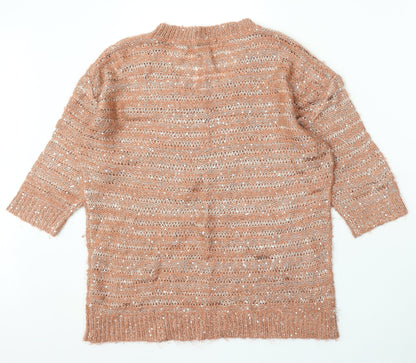 George Womens Pink Roll Neck Acrylic Pullover Jumper Size 14