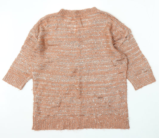 George Womens Pink Roll Neck Acrylic Pullover Jumper Size 14