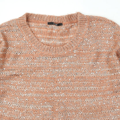 George Womens Pink Roll Neck Acrylic Pullover Jumper Size 14