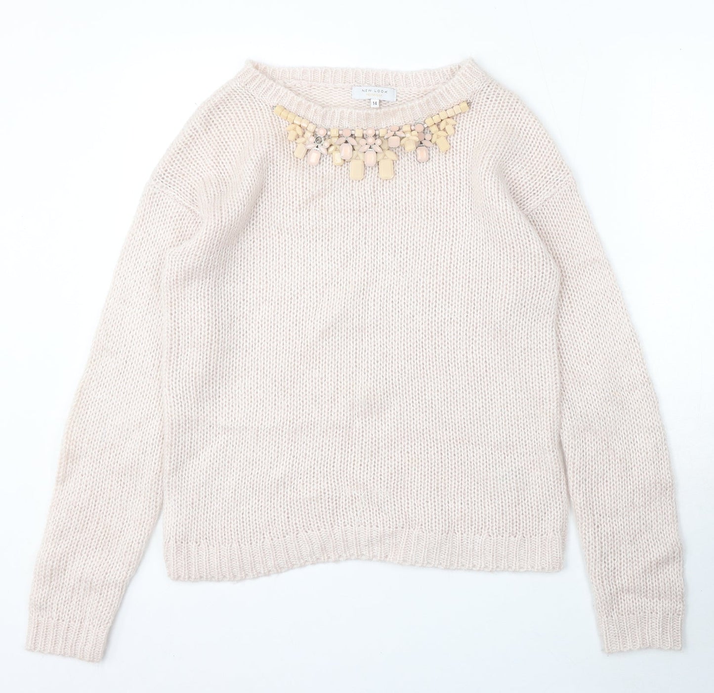 Womens UK Size 14 New Look Beige Pullover Jumper