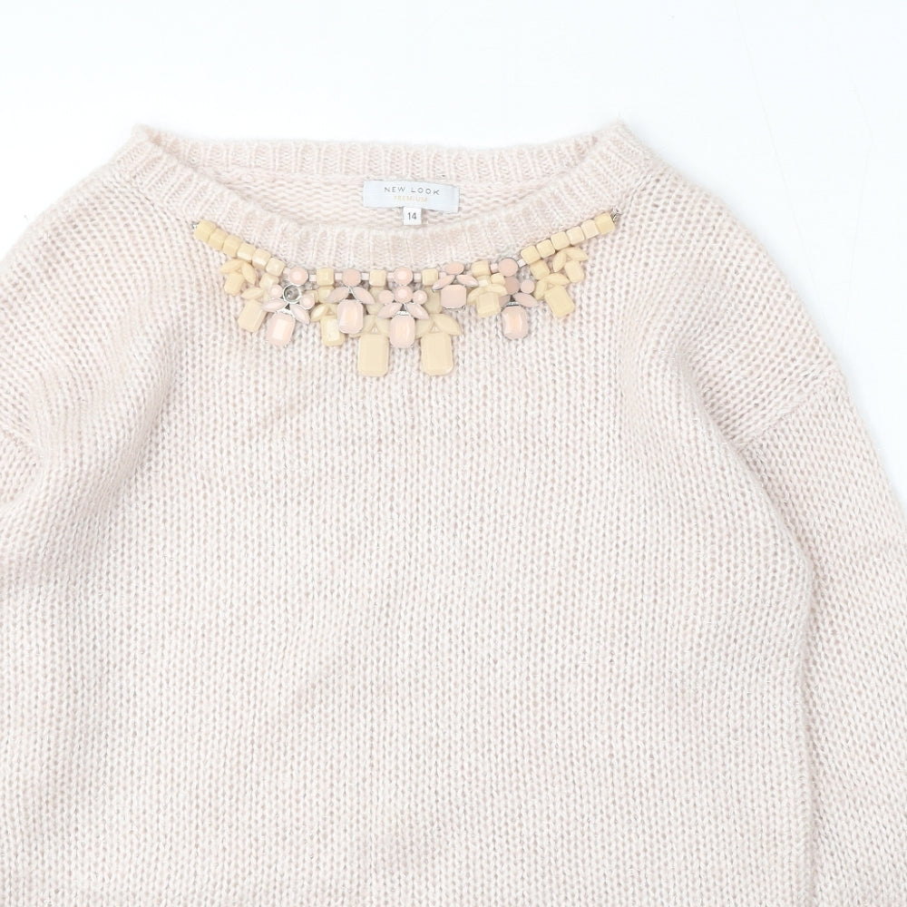 Womens UK Size 14 New Look Beige Pullover Jumper