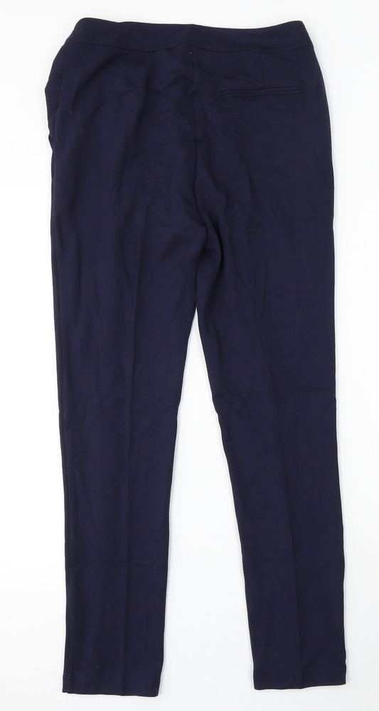 Warehouse Womens Blue Polyester Trousers Size 12 L29 in Regular Hook & Eye