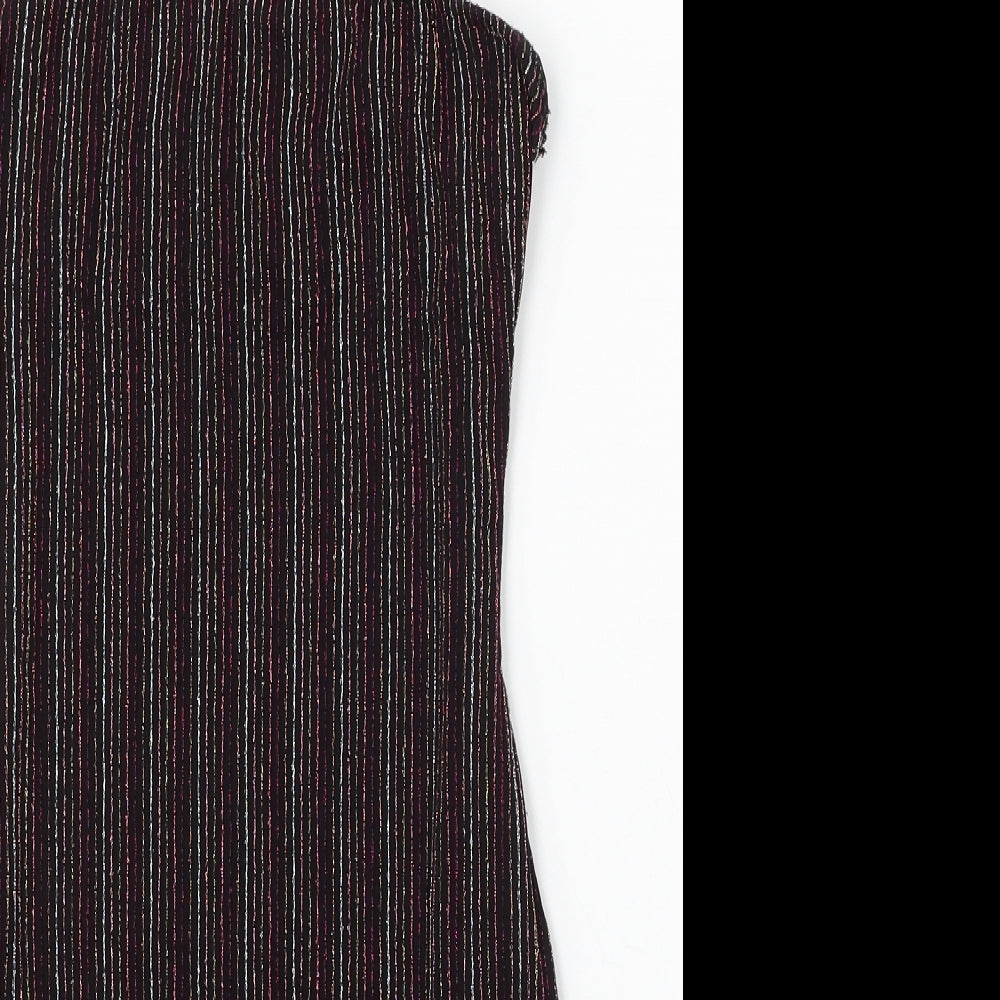 FOREVER 21 Womens Black Striped Polyester Bodycon Size S Round Neck
