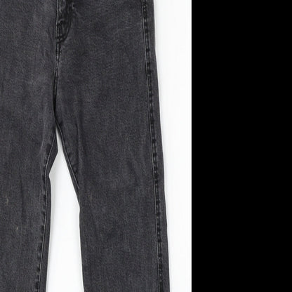 Pull&Bear Womens Grey Cotton Straight Jeans Size 8 L26 in Regular Button