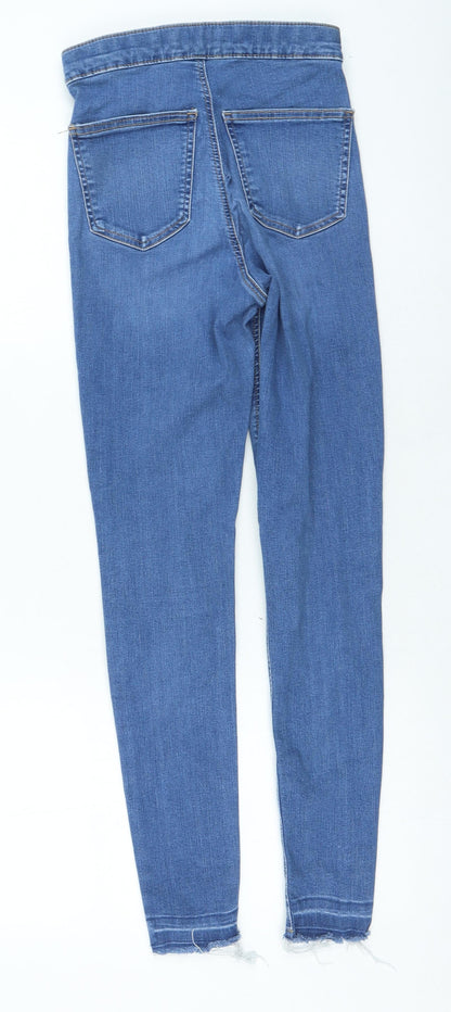 Topshop Womens Blue Cotton Skinny Jeans Size 26 in L26 in Regular Zip