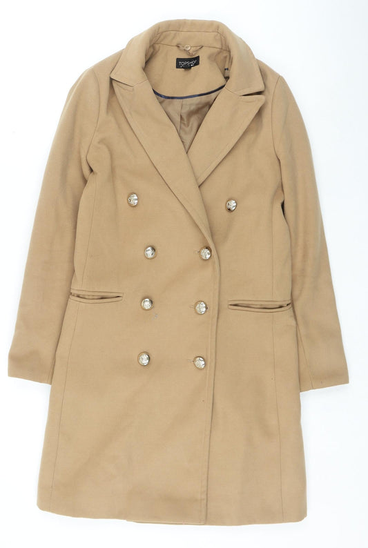 Womens UK Size 4 Topshop Brown Overcoat