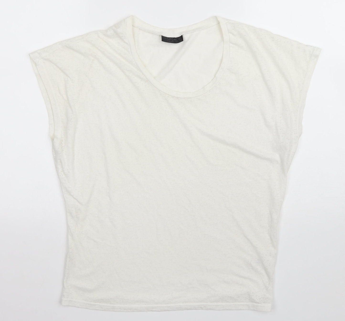 Topshop Womens Ivory Polyester Basic T-Shirt Size 6 Scoop Neck