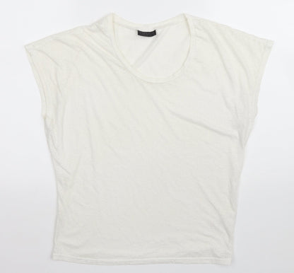 Topshop Womens Ivory Polyester Basic T-Shirt Size 6 Scoop Neck