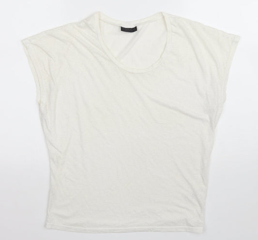 Topshop Womens Ivory Polyester Basic T-Shirt Size 6 Scoop Neck