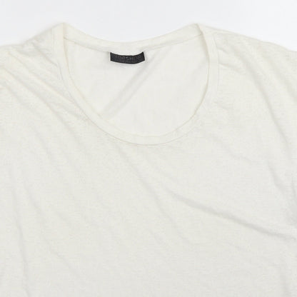 Topshop Womens Ivory Polyester Basic T-Shirt Size 6 Scoop Neck
