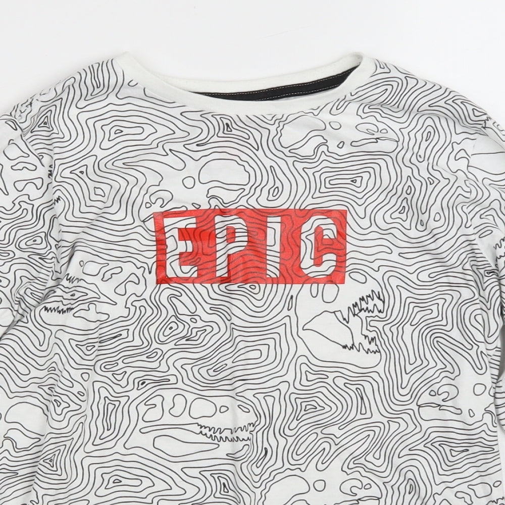 F&F Boys Ivory Camouflage Cotton Pullover Sweatshirt Size 8-9 Years - Dinosaur bone print