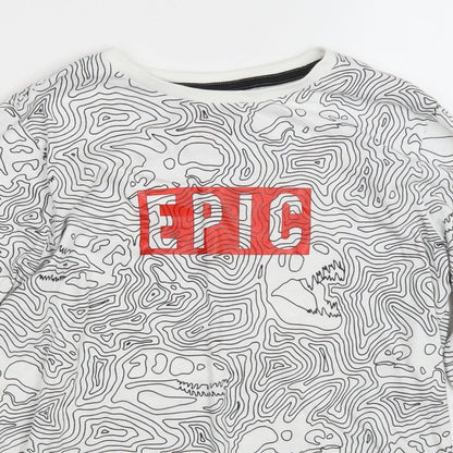 F&F Boys Ivory Camouflage Cotton Pullover Sweatshirt Size 8-9 Years - Dinosaur bone print